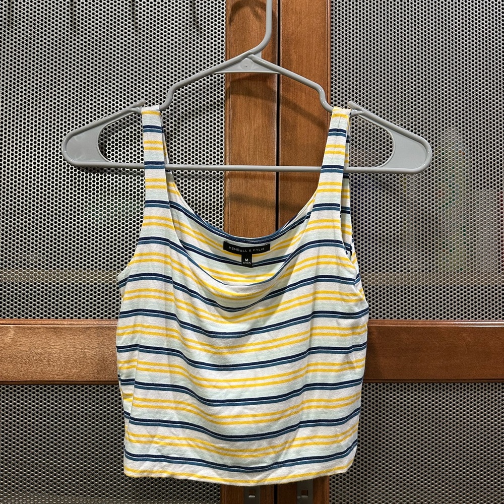 Kendall & Kylie Blue and Yellow Striped Top Size M